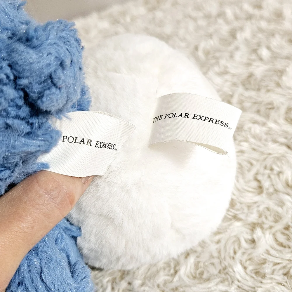 The Polar Express - Blue Fuzzy Bear &  Snowman Duo Set Of 2 Plush W/ Jingle Bell - Picture 7 of 13